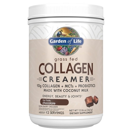 [BRSWYY32BEPRMYLA] Garden of Life Grass Fed Collagen Creamer Powder - Chocolate, 12 Servings, Powder for Coffee Energy Beauty Joints, Collagen Peptides with Coconut MCTs, Keto Protein Supplements