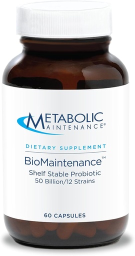 [BRSWGFAKCACQYG3A] Metabolic Maintenance Biomaintenance Shelf Stable Probiotic - 50 Billion CFU + 12 Strain Probiotic Gut Health Supplement - Contains Lactobacillus Acidophilus + Lactobacillus Gasseri (60 Capsules)