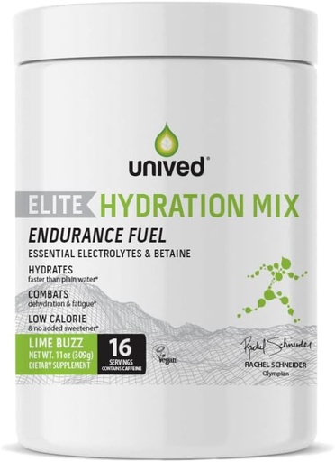 [BRSW2AYQBYNBSCLH] Unived Elite Hydration Mix - Esential Electrolytes & Betaine for Optimal Hydration Agregat 124; Low Calorie Agregates 124; Lime Buzz (kofeinowany) Agregat 124; 16 Służenia