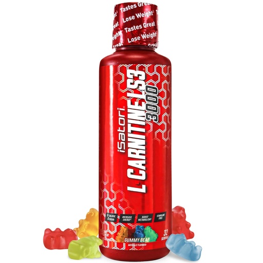 [BRSWGZT3AQDWGC3H] iSatori L-Carnitine LS3 3000, Triple-Blend Liquid L Carnitine Supplement, with Acetyl & Tartrate, Stimulant Free, Low Calories, Sugar & Gluten Free, Keto-Friendly, Gummy Bear Flavor (32 Servings)