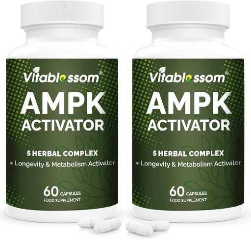 [BRSRMGAZCIFAKGQ3] AMPK Activator Supplement, 5 in 1 Jiaogulan Gynostemma AMPK Metabolic Activator 120 Vegetarian Capsules(120 Count(Pack of 2))