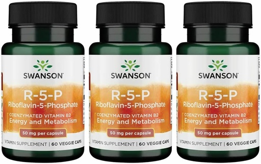 [BRSWGFD3B4NRUDI6] Swanson R-5-P (Riboflavin-5-Phosphate) - ויטמין B2 מקדם אנרגיה, Metabolism & Vision Health - Natural Wellness Formula - 60 קפסולות) (3 Pack)