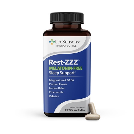[BRSWY2YYCUNQEGY2] LifeSeasons Rest-ZZZ Melatonin Free - Sleep Support Supplement - Calms Nervous System - Eases Restlessness & Nerve-Related Sleeplessness - Magnesium GABA & Chamomile - 60 Capsules