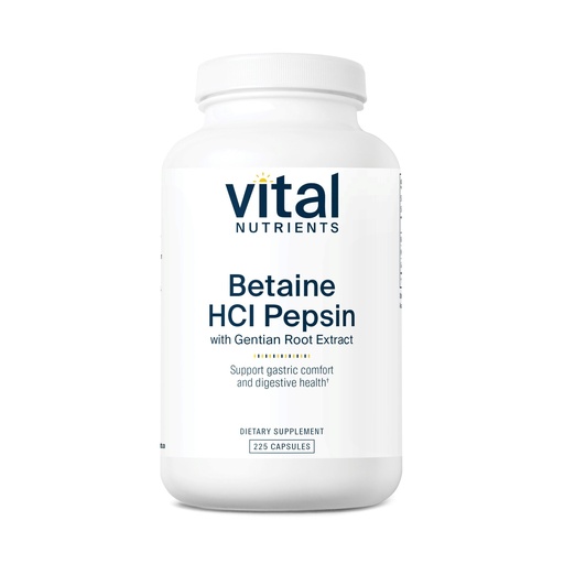 [BRSWIYAIC4MRKFLE] Vital Nutrients Betaine HCL Pepsin with Gentian Root Extract - Digestive Enzyme Formula to Support Protein Digestion and Nutrient Absorption* - Gluten, Dairy, Soy Free - 225 Capsules