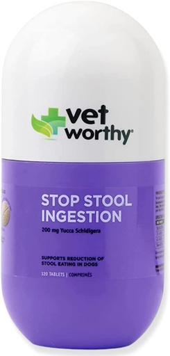 [BRSWGZTYA4BWO3Y6] Vet Worthy Stop Stool Ingestion -Coprophagia - Dogs Supplement to Prevent Stool Eating - Dog Supplement with Yucca Schidigera, Parsley Leaf, Chamomile, Thiamine - Liver Flavor, 120 Chewable Tablets