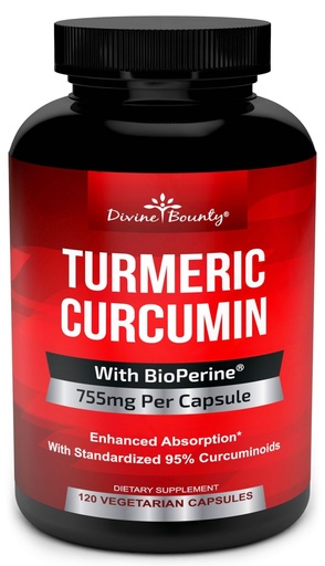 [BRSRAFT2OV6GMCQ6] Turmeric Curcumin with BioPerine Black Pepper Extract - 755mg per Capsule, 120 Veg. Capsules - GMO Free Tumeric, Standardized to 95% Curcuminoids for Maximum Potency
