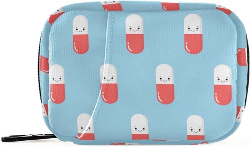 [BRSRMFI3DIJQ4ELF] Naanle Cute Pink Pill Box 7 Day Case Bag Travel Organizer с Zipper Portable Weekly Compact Size для держателя витаминных добавок Cartoon Blue 4,6 x 3,14 x 1,88 дюйма 0,12 кг