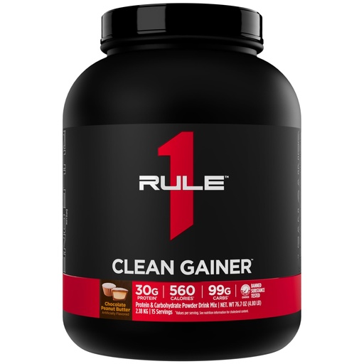 [BRSRMCQEB4HWEADX] Rule 1 Proteins Clean Gainer - High-Protein Lean Gain Formula with 560 Calories, 30g of Full-Spectrum Protein, Over 90g Carbs, Under 6g of Fat (15 Servings, Chocolate Peanut Butter)
