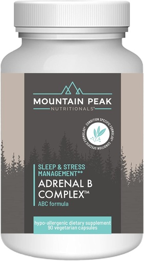 [BRSRMHQEBYDQOAL6] Mountain Peak Adrenal B Complex - Cortisol Support w/Ashwagandha, ויטמין B6, B12 ו- C - מסייע לתמוך רמות מתח - Encodcrine & Nervous System Support Supplement (90 קפסולות צמחוניות)