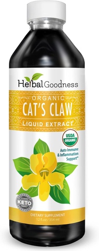 [BRSW2AILCQPQY2DD] Cat's Claw Liquid Extract - Herbal Supplement for Digestive Boost, Joint/Muscle Support, Immunity, Heart Support- Superior Absorption-Organic 12oz -23 Zerbitzuak/Bottle -Made in USA - Herbal Goodness