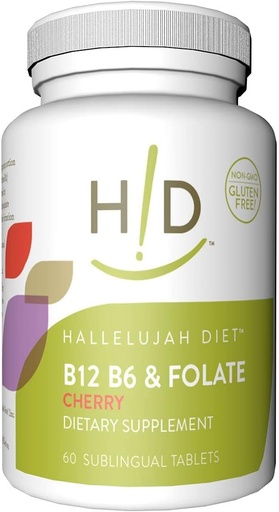 [BRSWGGQQBMFQK33X] Hallelujah Diet B12, B6 & Folate Dietary Supplements � Cherry Flavored Sublingual Vitamins (60 Tablets)