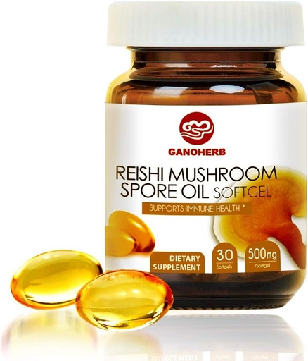 [BRSWECQ5OYGQOELV] Organic Reishi Mushroom Spore Oil supplement-USDA Ganoderma Lucidum Extract Capsule-Immune System Natural Energy for WellnessLiver Support-Vegan, Non-GMO Gluten Free, 30 Veggie Softgels