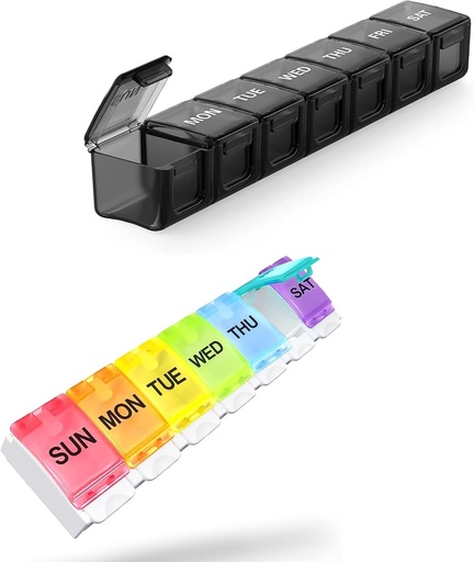[BRSROYINBNYGY3TL] 2 Pack Extra Large Pill Organizer, Sukuos Weekly Pill Box, Pill Case, Medicine Organizer for Vitamins, Fish Oils or Supplements