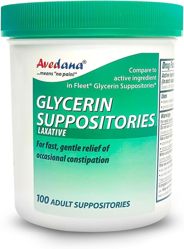 [BRSWYAT3AB7BGDIU] USP 2g Glycerin Laxatives Suppository – 100 Adult Size Laxative Suppositories for Men and Women – Fast and Gentle Relief Suppositories for Constipation – Comfortable Shape Adult Suppository