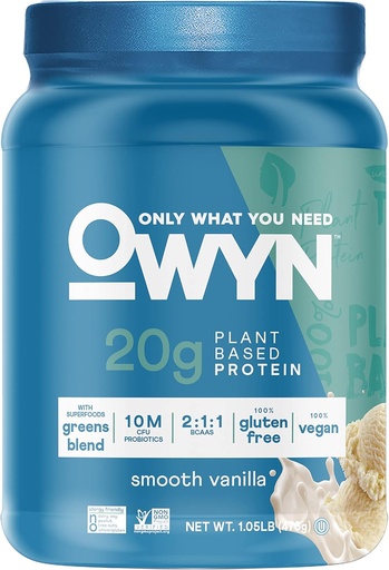 [BRSWG2T6BMHRS2D7] OWYN Only What You Need Plant-Based Protein Powder, Smooth Vanilla, 1.05 lbs