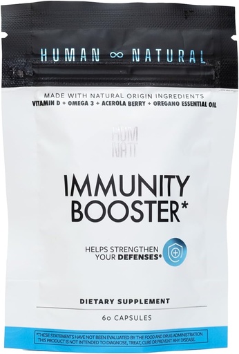 [BRSROEAHAAFA4FY2] Immunity Booster Vegan Capsules tóxico Vitamina D, Omega-3, Acerola, Kale, Chia Oil, Oregano Petróleo Silencioso Apoyo Suplemento 60 Conde