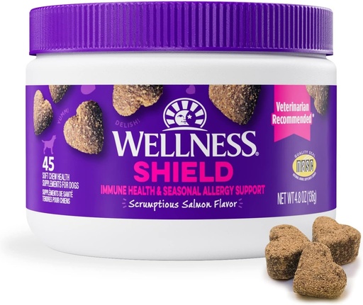 [BRSRMGQCAAIQO3LJ] Wellness Salmon Flavored Soft Chew Immune & Allergy Supplements for Dogs, 45 Count