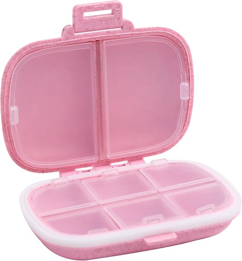 [BRSROHYHOZ5AKFYY] 8 Compartments Travel Pill Organizer, Daily Pill Case Small Pill Box för Pocket Purse, Portable Pill Container Medicine Vitamin Organizer (Pink)