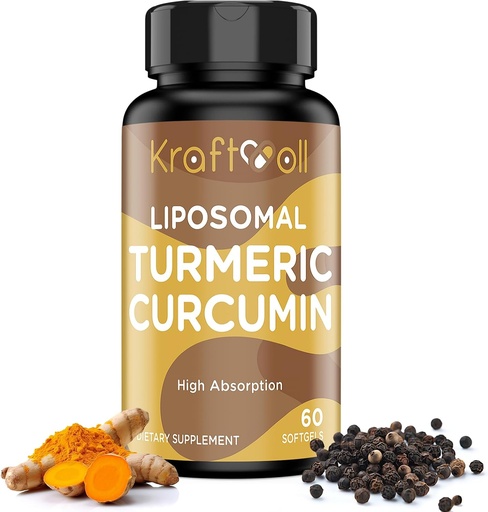 [BRSRA2T7DEMRGE37] Liposomal Turmeric Curcumin Supplement 60 Softgels for Adults