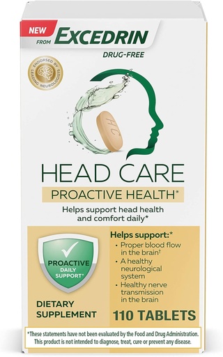 [BRSRMHDYOYPQO3Y6] Excedrin Head Care Saúde Proativa com Magnésio, Riboflavina, Vitamina B6, Ácido Fólico e Vitamina B12, Suplemento dietético Suporta Saúde Principal e Conforto Diariamente – 110 Contagem