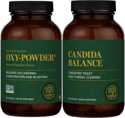 [BRSWYHQNCR6WAALG] Global Healing Center - Oxy- Powder & Candida Cleanse Kit - Colon Cleanser and Detoxification for Natural Candida Cleanse