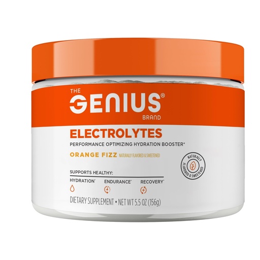 [BRSWGEI2OZ6AM3D4] Genius Electrolytes Powder Drink Mix, Orange Fizz, 30 Servings - Natural Hydration Booster & Endurance Supplement with Potassium, Magnesium & Zinc - Sugar Free & No Artificial Sweeteners or Dyes