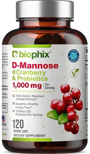 [BRSWGYYNCMBBAF33] Sinh vậtphix D-Manick 1000m Capsules với Cranberry & Probioics - Phụ nữ - D-Mans mũi D cho Hỗ trợ sức khỏe Urinary Tract & Bladder - 120 Vcaps