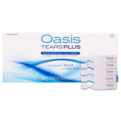 [BRSWIZA3OV5QCA3C] Oasis TEARS PLUS Preservative-Free Lubricant Eye Drops, 30 containers, 0.3 ML/0.01 FL OZ