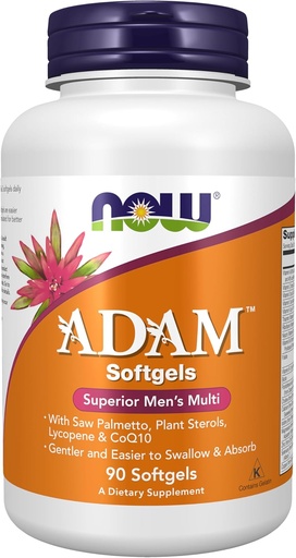 [BRSWIYIMBUAQOEA7] NOW Supplements, ADAMTM meeste multivitamiini Saw Palmetto, Plant Sterols, Lycopene & CoQ10, 90 Softgels