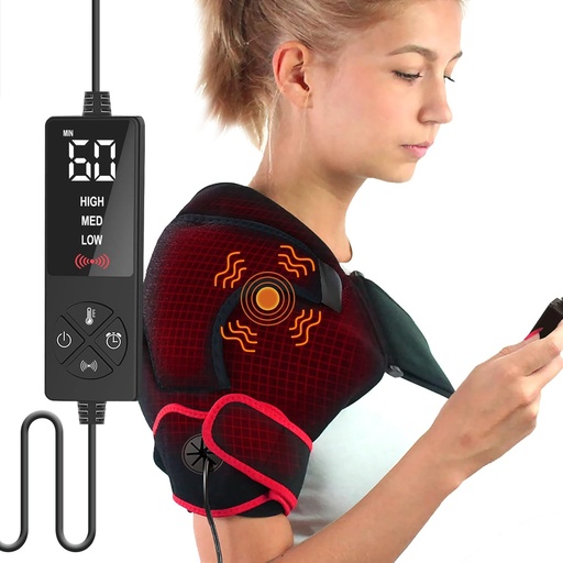[BRSRMZLYCQDWYA3K] Creatrill Shoulder Heating Pad with Massager for Shoulder Pain Relief Deep Tissue, Massaging Heating Pad Electric for Frozen Shoulder, Bursitis Shoulder Arthritis, Tendonitis, Rotator Cuff Pain Relief
