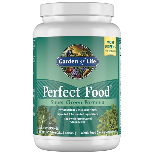 [BRSWIYQOCQBBK23Y] Garden of Life Perfect Food Super Green Formula - 60 Servings, 45 Superfoods, Greens, Fruit & Veggie Juice Superfood Powder Supplement, Probiotics & Organic Spirulina for Digestion & Immune Health