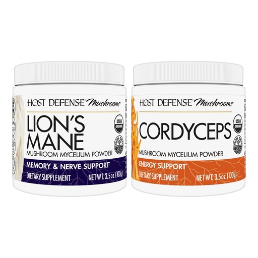 [BRSRA23RDIMGACLG] Host Defense Bundle with Lion's Mane Powder, 3.5 oz & Cordyceps Powder, 3.5 oz - Support Brain Health, Memory & Focus - Support Immune Health & Energy*