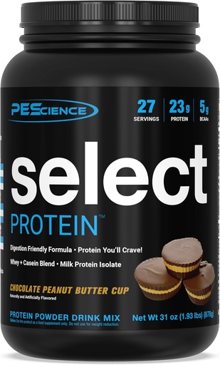[BRSWIBL5OUFRQDA3] PEScience Select Protein Powder, Whey and Casein Blend, Clean Protein Powder for Women and Men, Low Calorie, Low Carb, Keto Friendly, Gluten Free - Chocolate Peanut Butter Cup - 27 Servings