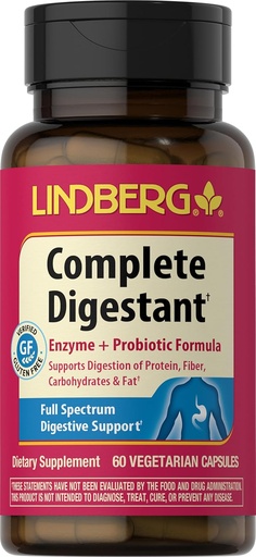 [BRSWIC32BAOR4C36] Digestive Enzymes with Probiotics | 60 Capsules | Probiotic Formula | Vegetarian, Non-GMO, Gluten Free Supplement | by Lindberg