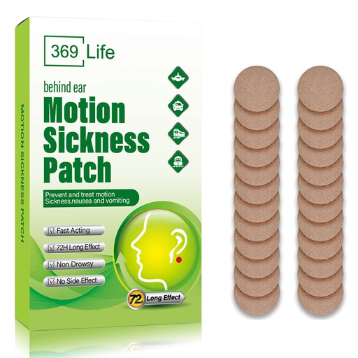 [BRSRMHYYOQDRMEI2] 369 Life Motion Sickness Patches for Car and Boat Rides, Ships, Cruise and Airplane & Other Forms of Transport - Travel Essentials, for Adults and Kids (24 Count)