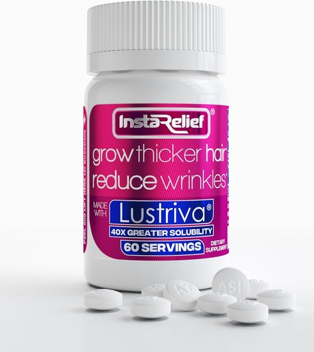 [BRSRAYADAUNQAE3U] La croissance des cheveux InstaRelief® avec Lustriva® - cliniquement montré pour se développer, cheveux plus sains en 3 semaines, réduire les rides et les lignes fines, avec biotine, silicone et arginine, 60 comprimés