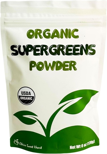 [BRSWGCATA5YGGADG] Cherie Sweet Heart Supergreens Powder - Green Superfood - Organic Greens Powder Super Greens - Smoothie Powder - Superfood Powder - Powder - 6 oz Super Greens Powder - 34 Servings