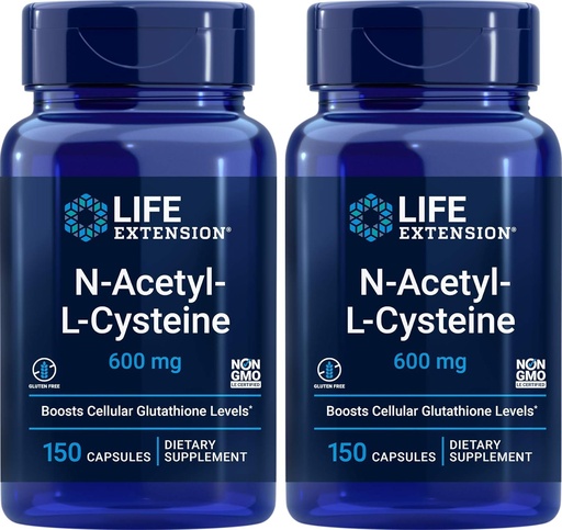 [BRSWYYIZDMJQKAD6] Ampliación de vida N-Acetyl-L-Cysteine (NAC) 600mg, 150 cápsulas (Pack of 2)