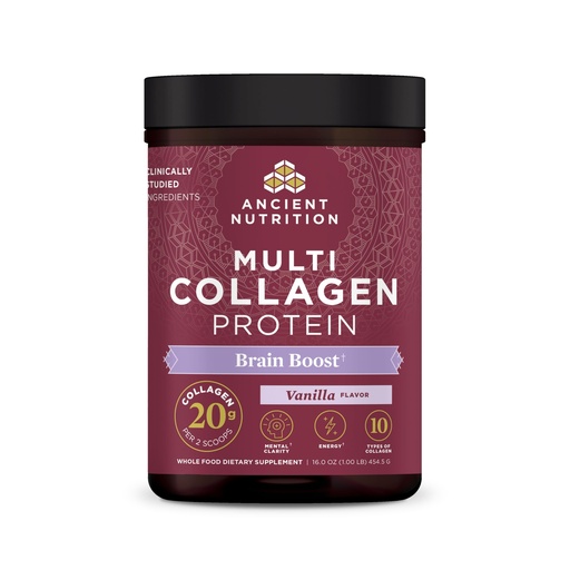 [BRSW2BL5OBYAAFDL] Ancient Nutrition Collagen Powder Protein, Multi Collagen Protein, Hydrolyzed Collagen Peptides Supports Skin and Nails, Joint Supplement (Brain Boost, 45 Servings)