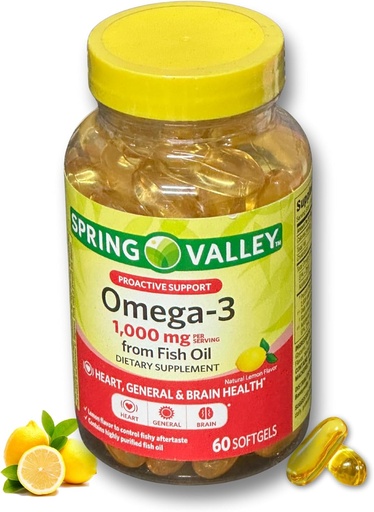 [BRSROYYBAQOQ2ETF] Omega 3 1000mg- Fish Oil 60 softgels (Pack of 1)