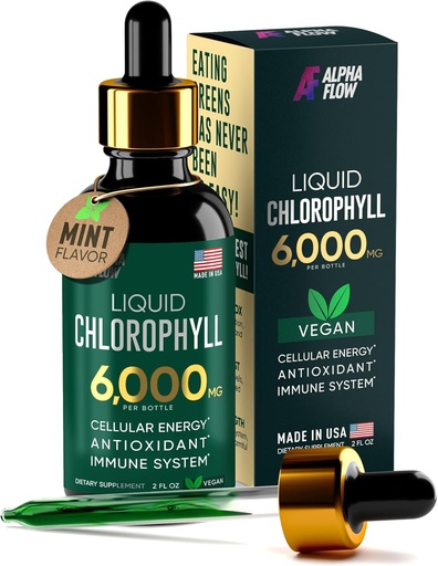 [BRSW2ZI6OR5RMELK] Chlorophyll-Flüssigtropfen 6000 mg - Premium-Flüssig-Chlorophyll-Ergänzung - All-in-One-Antioxidans für Immun-Boost, Energie-Erhöhung, Verdauungsunterstützung & Fast Detox - Non-GMO, Vegan