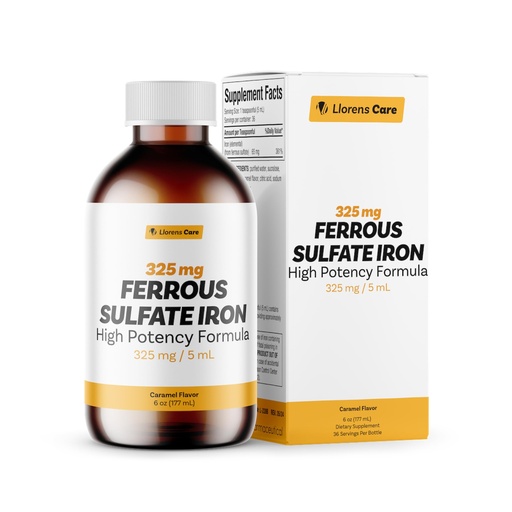 [BRSRA2YCB4NAMFAZ] Ferrous Sulfate 325mg Liquid Iron 65mg of Elemental Iron by Llorens Care - 6 oz - Caramel Flavor (6 oz, Caramel)