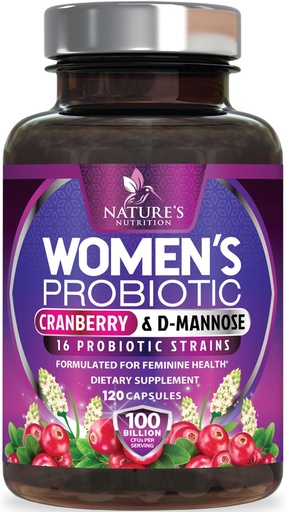 [BRSROBIKAEDQG2YV] Probiotics for Women 100 Billion CFU Per Serving - 16 Unique Strains, Prebiotics Cranberry & Lactobacillus, PH Balance, Digestive & Gut Health, Vaginal & Immune Support Women's Probiotic, 120 Capsules