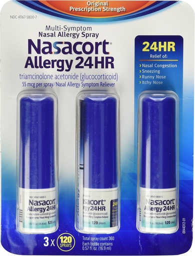 [BRSWIHYACUAAGCDE] Nasacort Allergy 24hr Non-Drip Nasal Spray (120 sprays, 3 pk..)