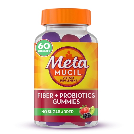 [BRSRAFIRCR5QY2TZ] Metamucil, Metamucil Fiber Plus Probiotics for Digestive Health - Strawberry Kiwi Blackberry, 60 Count