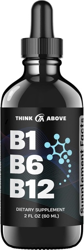 [BRSRAYYZA4PGEFDH] B1 B6 B12 Vitamin Liquid Drops - Nerve, Energie, Mozková podpora Dodatek - Ovocný - jako Flavor - Methylkobalamin, Thiamin, Pyridoxin - 60 Day Supply - 2 oz - pro muže a ženy - Jednoduše vyrobený