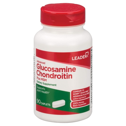 [BRSWIZ33OAEBE3L4] Leader Advanced Glucosamine Chondroitin Plus MSM, Dietary Supplement, Compare to Schiff Move Free Advanced + MSM Active Ingredient 90 Caplets