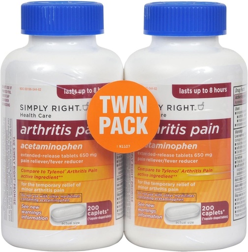 [BRSWIZYHAIOWOE3K] Artrīts Sāpes reliverī, pagarināta izdalīšanās, acetaminofēns 650 mg, 400 Caplets