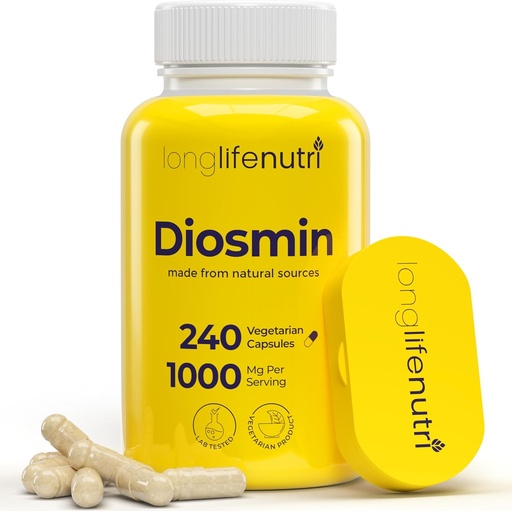 [BRSROBQPDMNQM2D4] Diosmin 1000mg Advanced Formula - 240 капсули за Циркулаторна здравна поддръжка, 4-month Supply, Non-GMO, Made in USA - Daily Wellness Addition