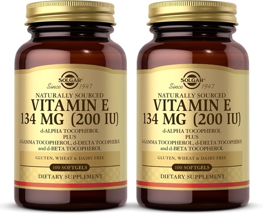 [BRSW2BL7O4CGKFA7] SOLGAR Vitamin E 200 IU - 100 Softgels, Pack of 2 - Natural Antioxidant, Immune System Support - Gluten Free, Dairy Free - 200 Total Servings